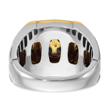 14K Bicolor Gold Herren-Ring mit 0,75 ct. schwarzen und weißen Diamanten, komplett besetzt
