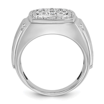 14K Weißgold Herren-Cluster-Ring, 1 ct. im Labor gezüchtete Diamanten VS/SI+ G+, poliert und satiniert