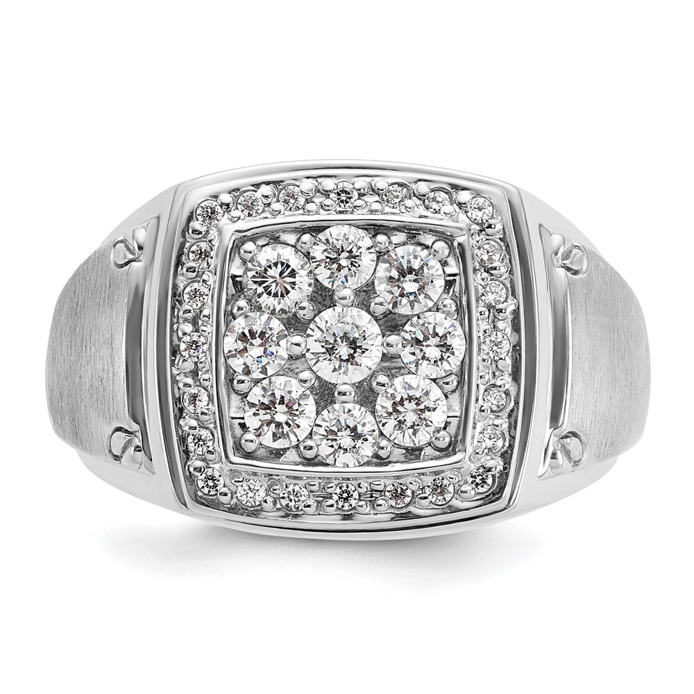 14K Weißgold Herren-Cluster-Ring, 1 ct. im Labor gezüchtete Diamanten VS/SI+ G+, poliert und satiniert