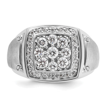 14K Weißgold Herren-Cluster-Ring, 1 ct. im Labor gezüchtete Diamanten VS/SI+ G+, poliert und satiniert