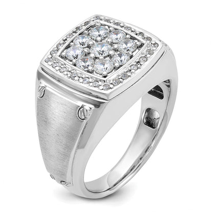 14K Weißgold Herren-Cluster-Ring, 1 ct. im Labor gezüchtete Diamanten VS/SI+ G+, poliert und satiniert
