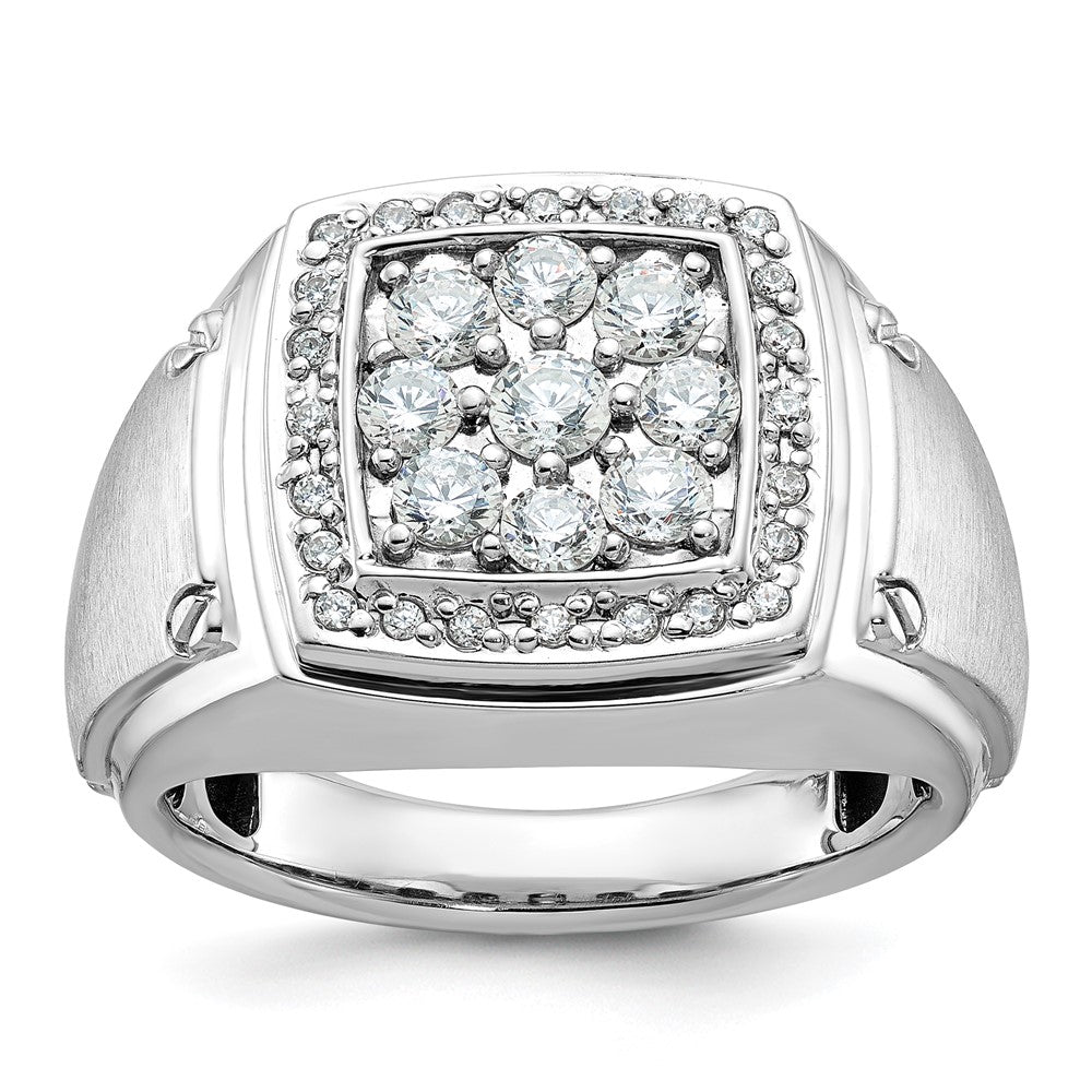 14K Weißgold Herren-Cluster-Ring, 1 ct. im Labor gezüchtete Diamanten VS/SI+ G+, poliert und satiniert