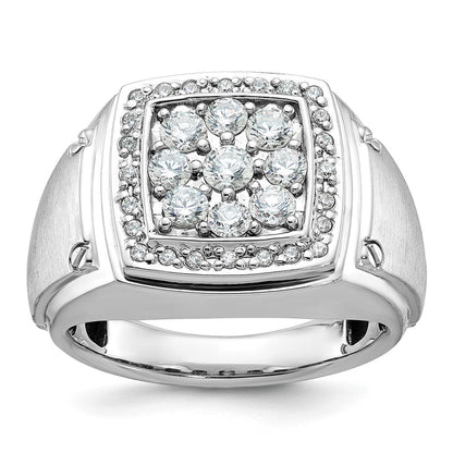 14K Weißgold Herren-Cluster-Ring, 1 ct. im Labor gezüchtete Diamanten VS/SI+ G+, poliert und satiniert