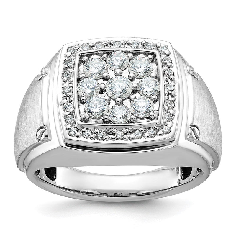 14K Weißgold Herren-Cluster-Ring, 1 ct. im Labor gezüchtete Diamanten VS/SI+ G+, poliert und satiniert