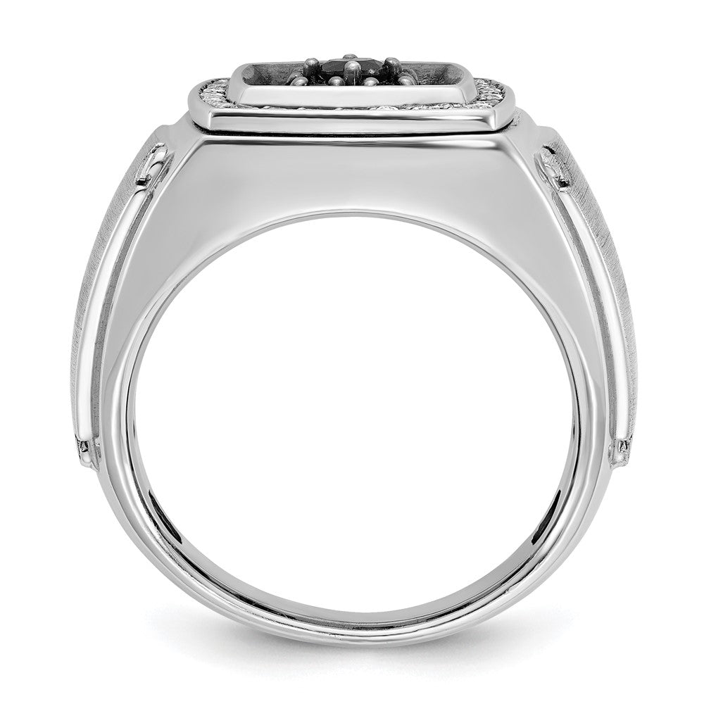 14K Weißgold mit Schwarzrhodium Herren-Ring mit 0,625 Karat Schwarz-Weiß-Diamanten, komplett besetzt