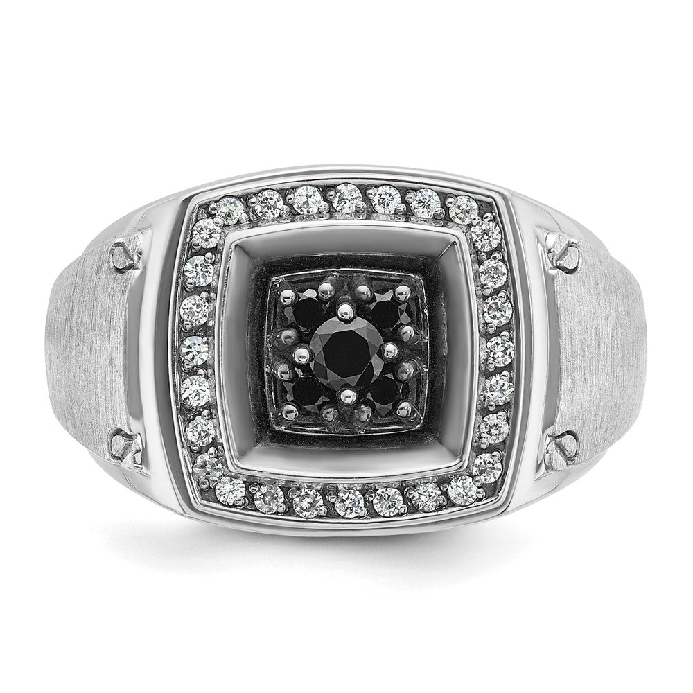 14K Weißgold mit Schwarzrhodium Herren-Ring mit 0,625 Karat Schwarz-Weiß-Diamanten, komplett besetzt