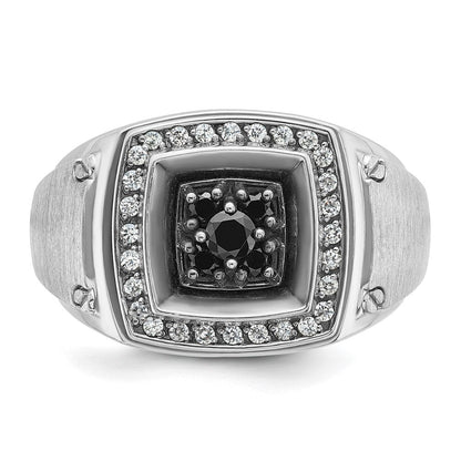 14K Weißgold mit Schwarzrhodium Herren-Ring mit 0,625 Karat Schwarz-Weiß-Diamanten, komplett besetzt