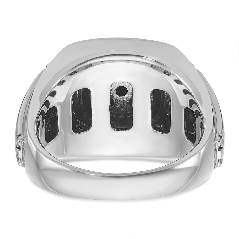 14K Weißgold mit Schwarzrhodium Herren-Ring mit 0,625 Karat Schwarz-Weiß-Diamanten, komplett besetzt