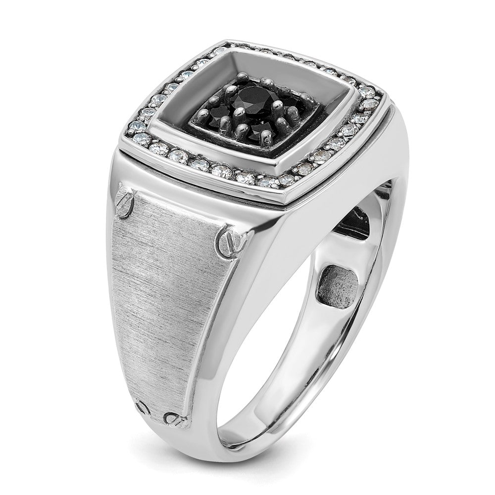 14K Weißgold mit Schwarzrhodium Herren-Ring mit 0,625 Karat Schwarz-Weiß-Diamanten, komplett besetzt