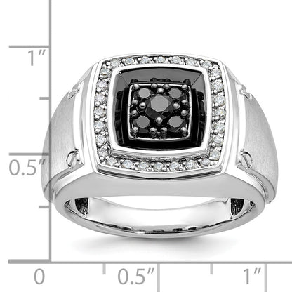 14K Weißgold mit Schwarzrhodium Herren-Ring mit 0,625 Karat Schwarz-Weiß-Diamanten, komplett besetzt