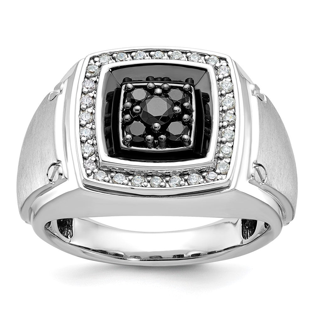 14K Weißgold mit Schwarzrhodium Herren-Ring mit 0,625 Karat Schwarz-Weiß-Diamanten, komplett besetzt