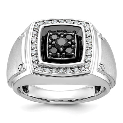 14K Weißgold mit Schwarzrhodium Herren-Ring mit 0,625 Karat Schwarz-Weiß-Diamanten, komplett besetzt