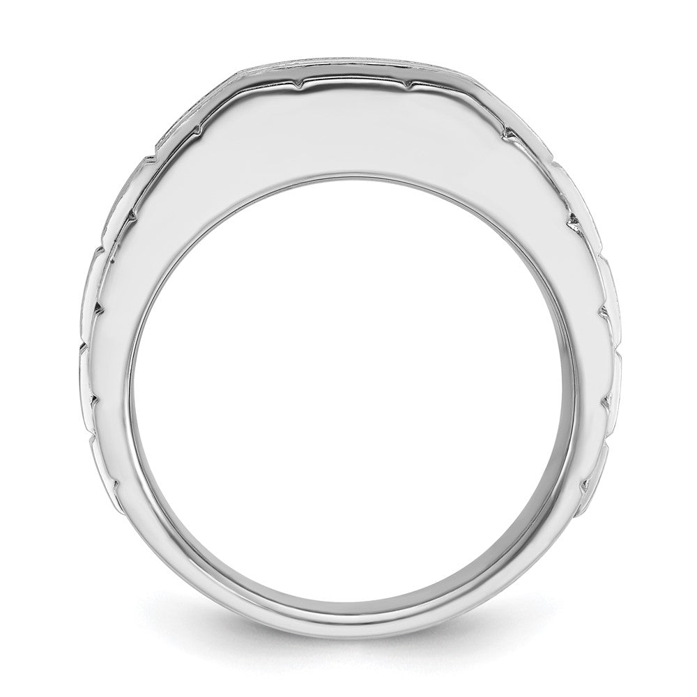 14K Weißgold Herren-Ring mit Schwarzrhodium, satiniert, mit 0,5K Diamant