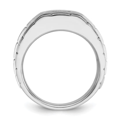 14K Weißgold Herren-Ring mit Schwarzrhodium, satiniert, mit 0,5K Diamant