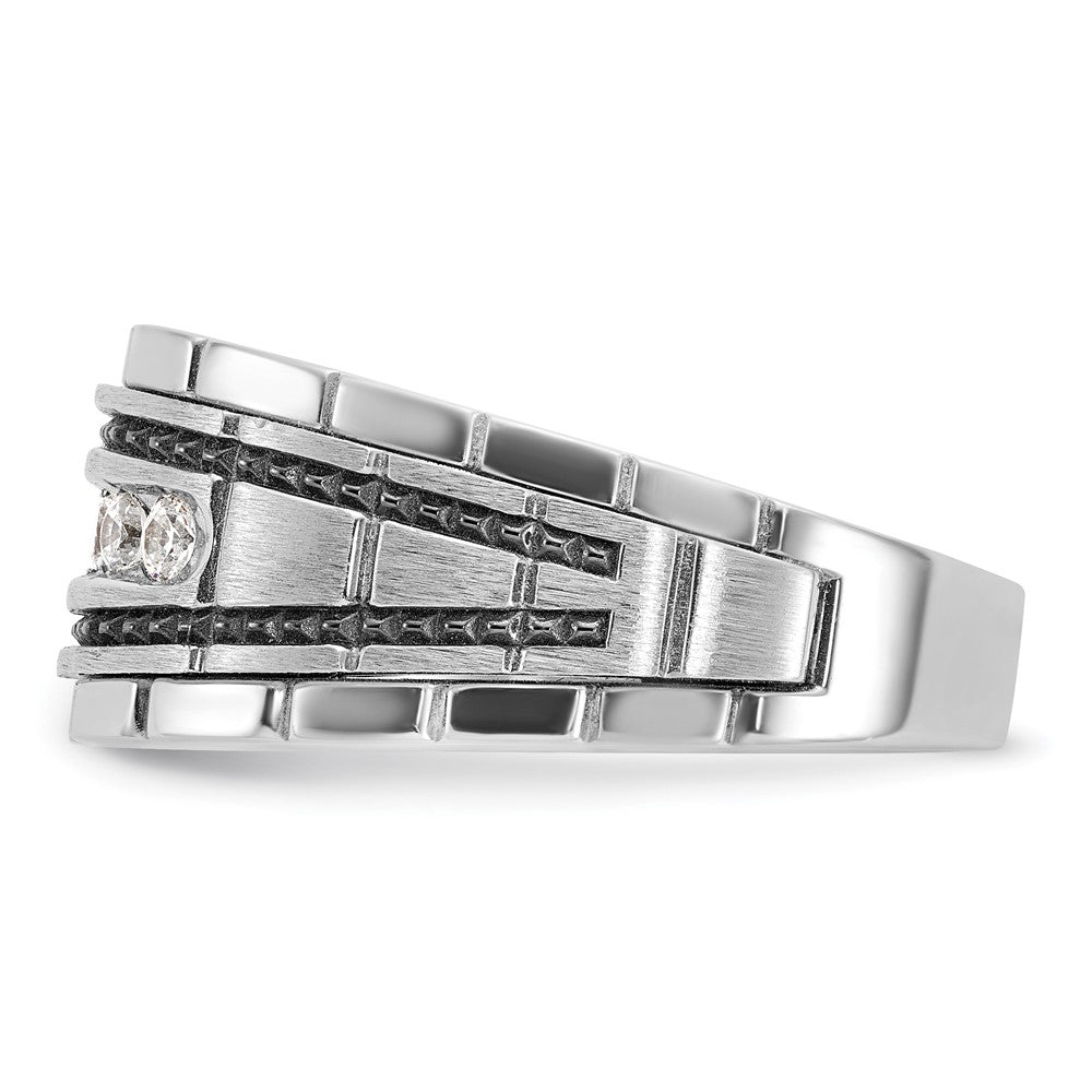 14K Weißgold Herren-Ring mit Schwarzrhodium, satiniert, mit 0,5K Diamant