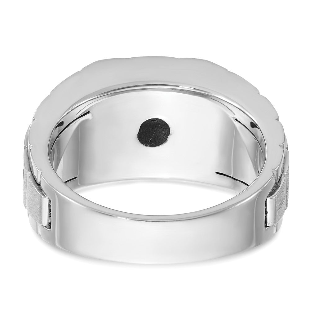 14K Weißgold Herren-Ring mit Schwarzrhodium, satiniert, mit 0,5K Diamant