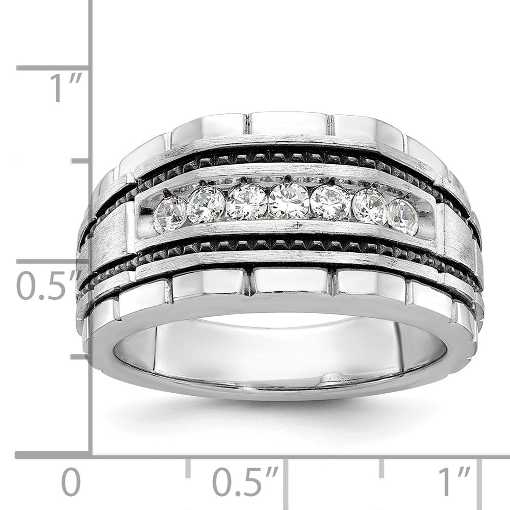 14K Weißgold Herren-Ring mit Schwarzrhodium, satiniert, mit 0,5K Diamant