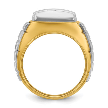 14K-Zweifarbgold-Herren-Diamant-Cluster-Ring mit 1K