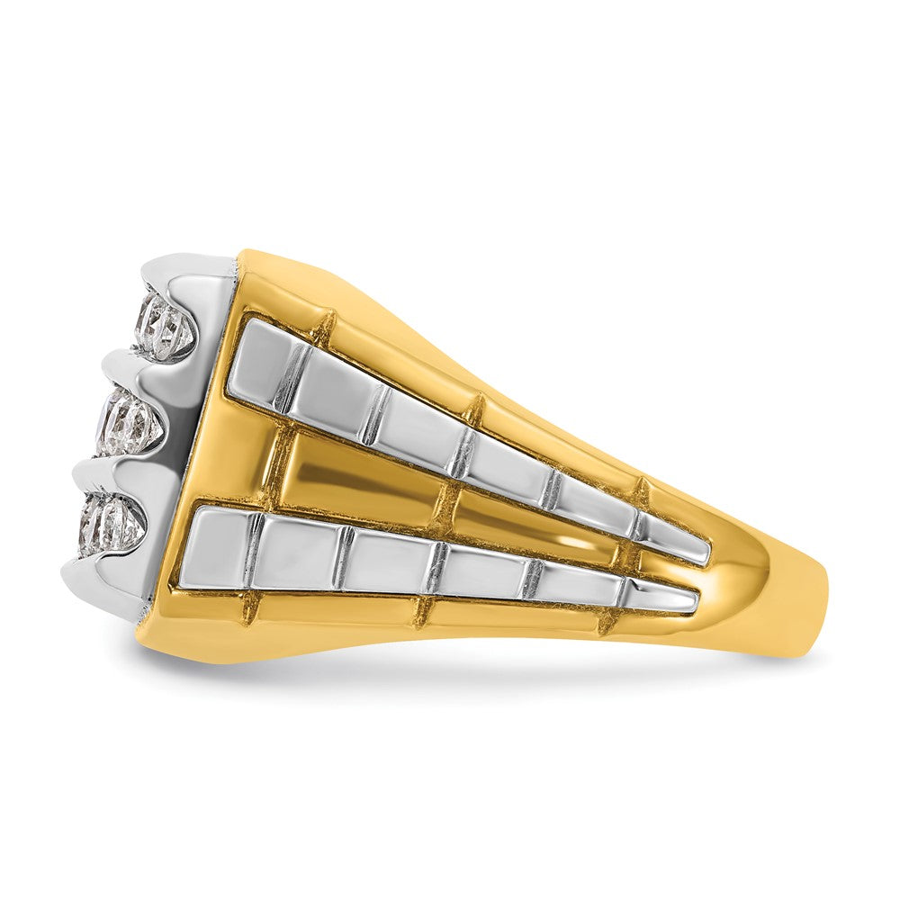 14K-Zweifarbgold-Herren-Diamant-Cluster-Ring mit 1K