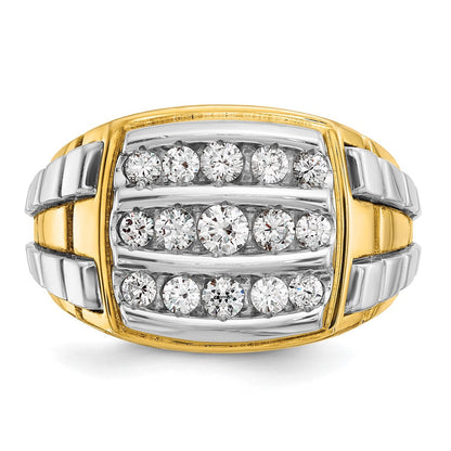 14K-Zweifarbgold-Herren-Diamant-Cluster-Ring mit 1K