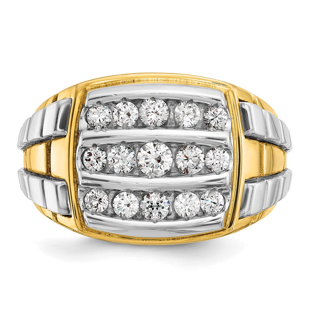 14K Bicolor Herren-Cluster-Ring mit 1 ct. laborgezüchteten Diamanten, VS/SI+ G+, poliert und satiniert