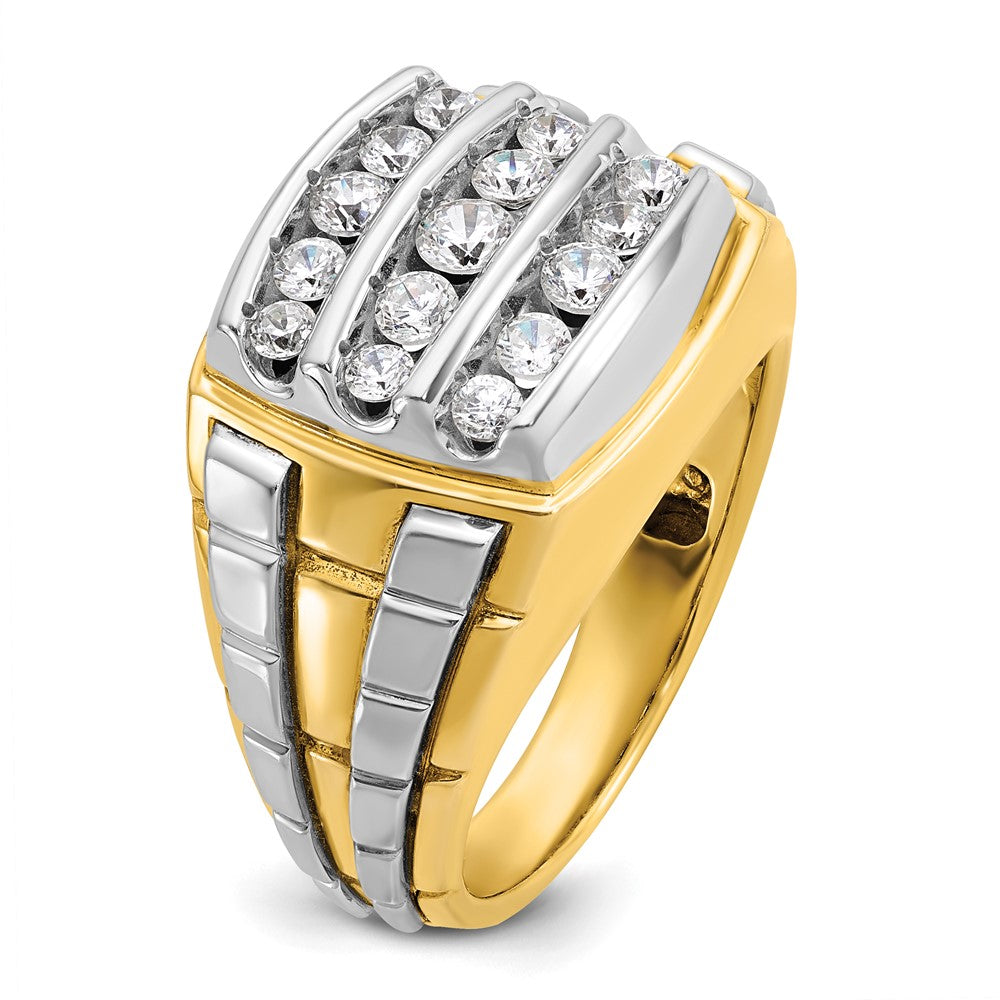 14K Bicolor Herren-Cluster-Ring mit 1 ct. laborgezüchteten Diamanten, VS/SI+ G+, poliert und satiniert