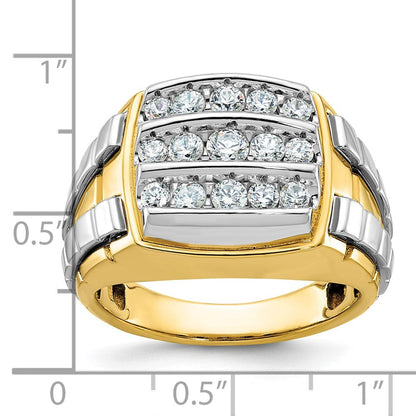 14K-Zweifarbgold-Herren-Diamant-Cluster-Ring mit 1K