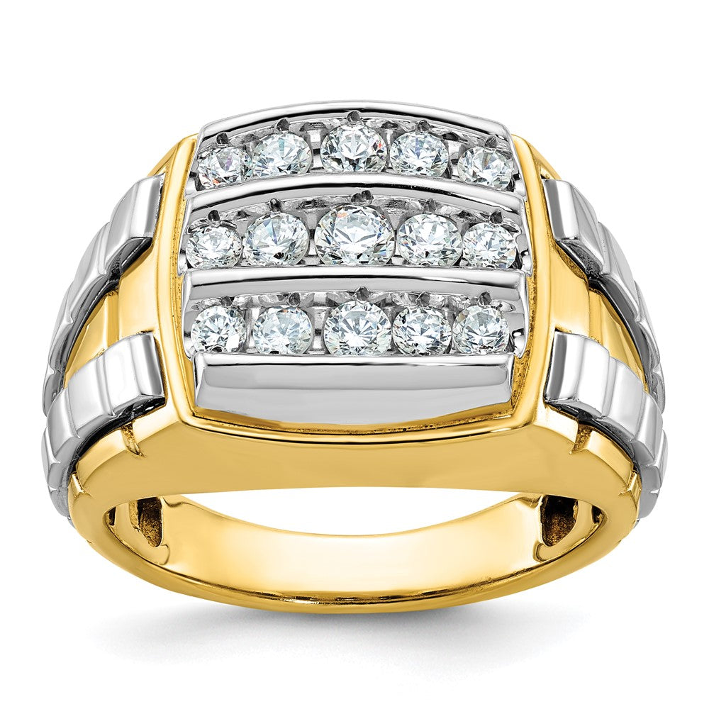 14K-Zweifarbgold-Herren-Diamant-Cluster-Ring mit 1K