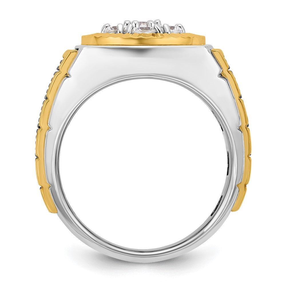 14K Zweifarbiges Gold mit Schwarzrhodium Herren-Ring mit 1K Diamanten, komplett besetzt