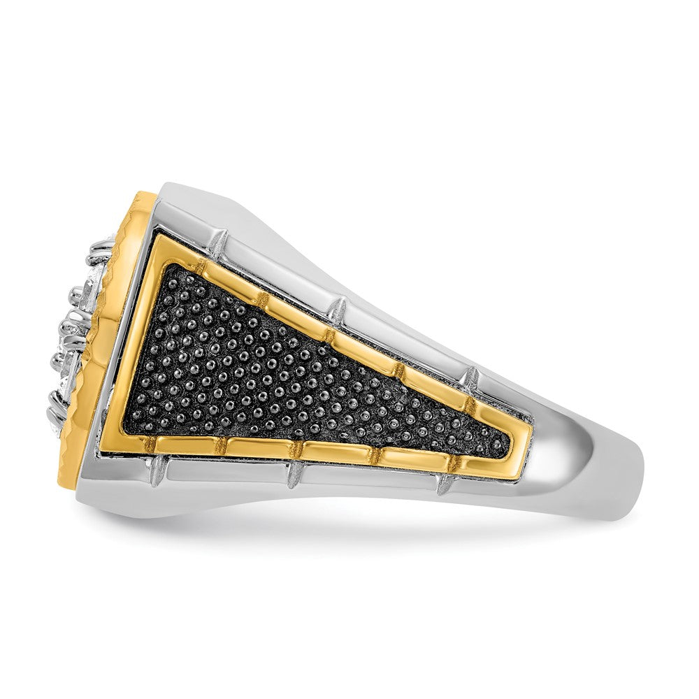 14K Zweifarbiges Gold mit Schwarzrhodium Herren-Ring mit 1K Diamanten, komplett besetzt
