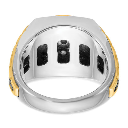 14K Zweifarbiges Gold mit Schwarzrhodium Herren-Ring mit 1K Diamanten, komplett besetzt