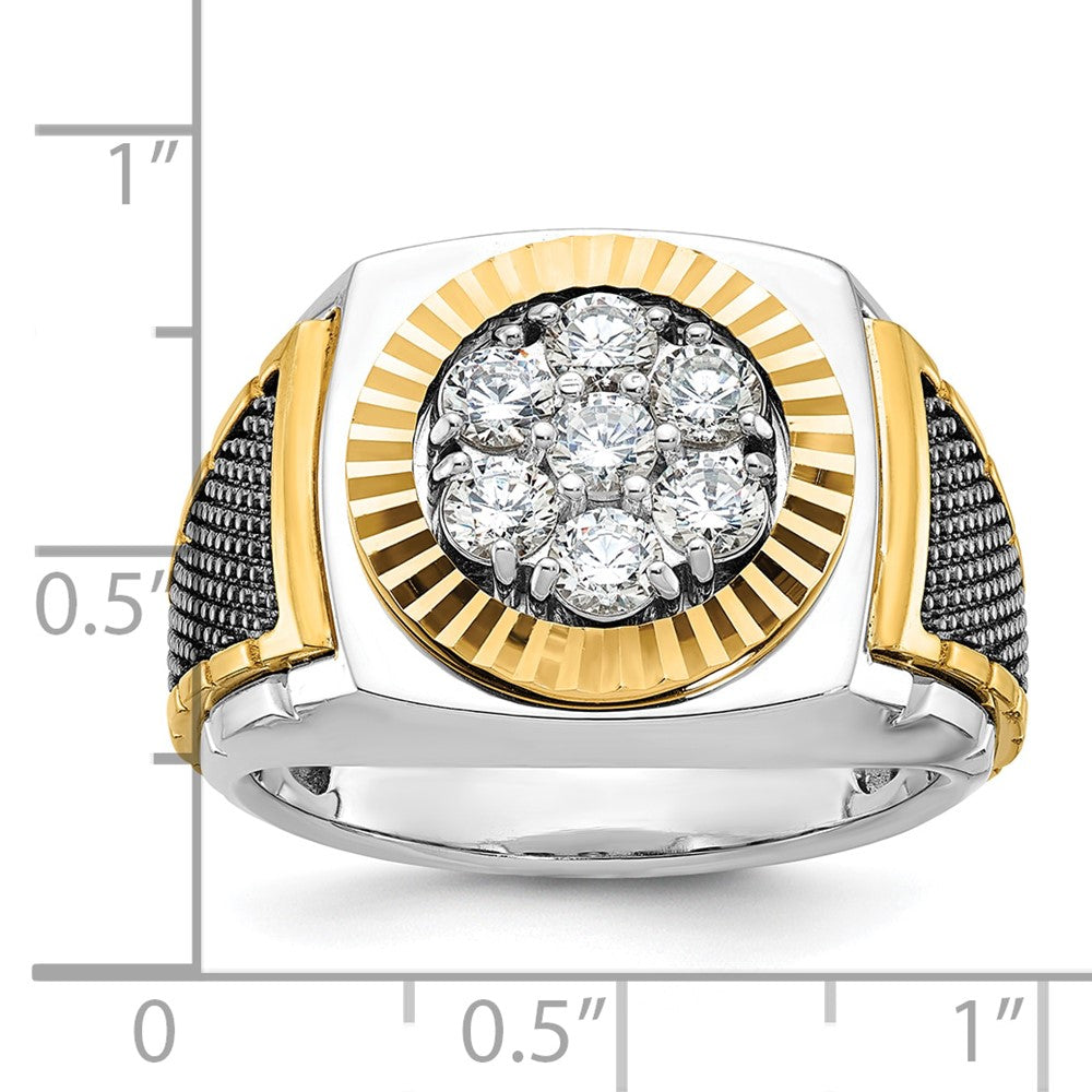 14K Zweifarbiges Gold mit Schwarzrhodium Herren-Ring mit 1K Diamanten, komplett besetzt