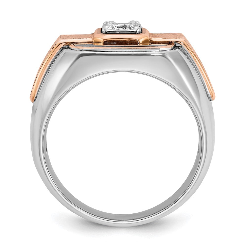 14K Weiß-/Roségold Bicolor-Ring für Herren mit schwarzer Rhodinierung und 0,3K Diamanten