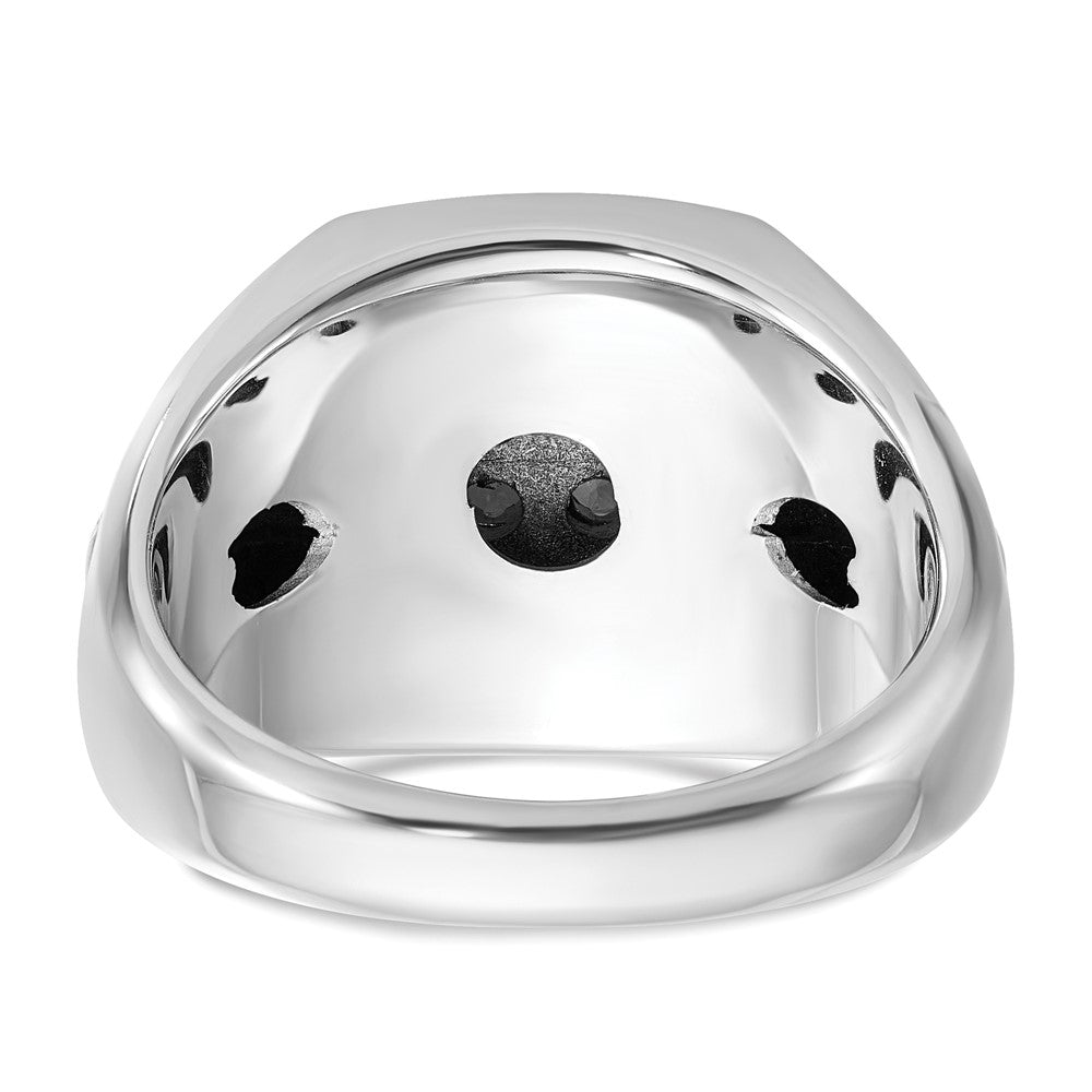 14K Weiß-/Roségold Zweifarbiger Herren-Ring mit Satinfinish, 1K Diamant, komplett besetzt