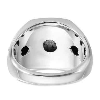14K Weiß-/Roségold Zweifarbiger Herren-Ring mit Satinfinish, 1K Diamant, komplett besetzt