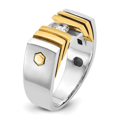 14K Bicolor-Gold Herren-Ring mit 0,33 ct. Diamant
