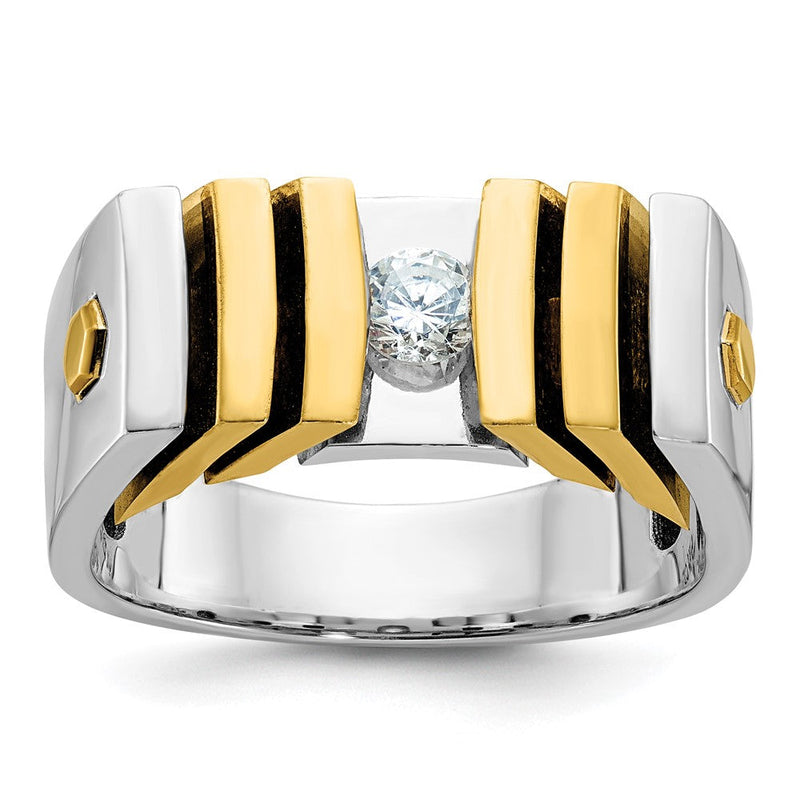 14K Bicolor-Gold Herren-Ring mit 0,33 ct. Diamant