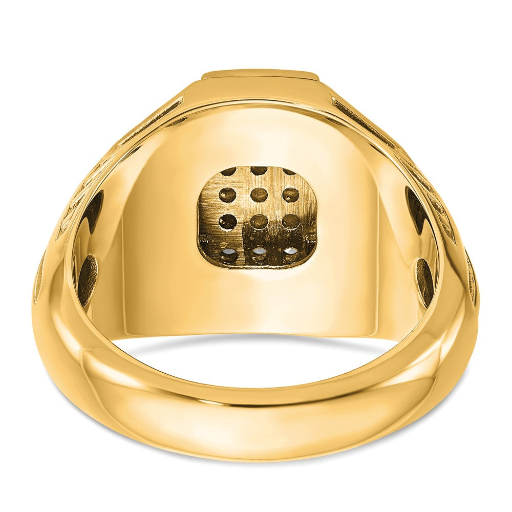10K Gelbgold Ibgoodman Herren Poliert Strukturiert und Gerillt 1/2 Karat A Qualität Diamant Kreuz Cluster Ring