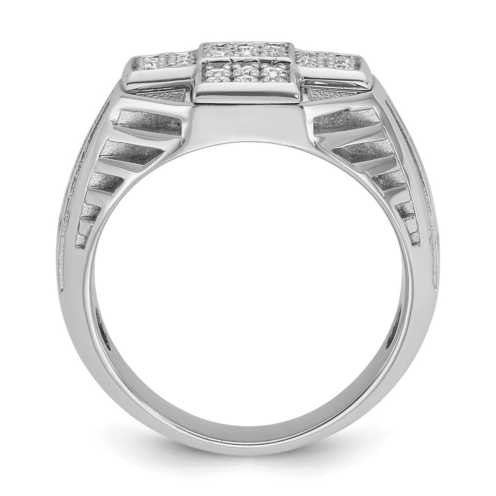 14K Weißgold Herren Ring poliert und satiniert mit 0,5K Diamant komplett