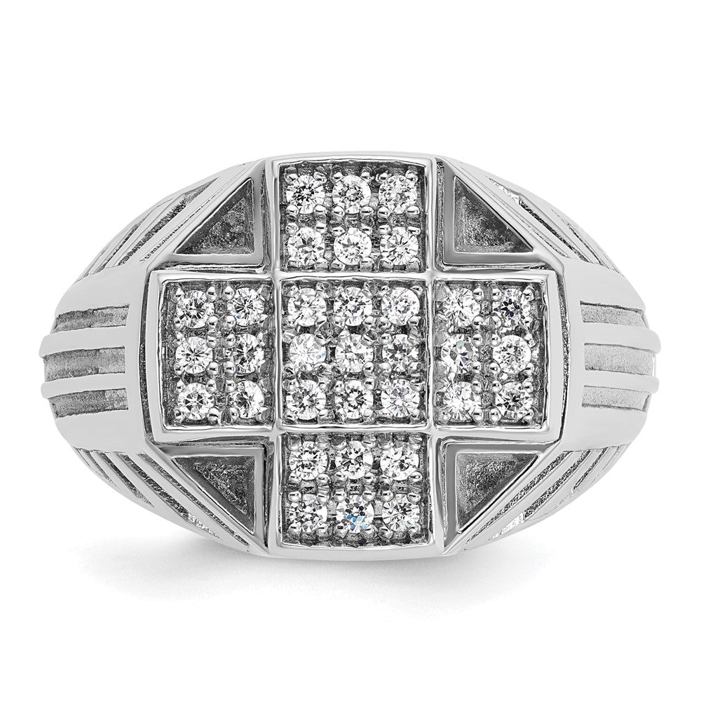 14K Weißgold Herren Ring poliert und satiniert mit 0,5K Diamant komplett