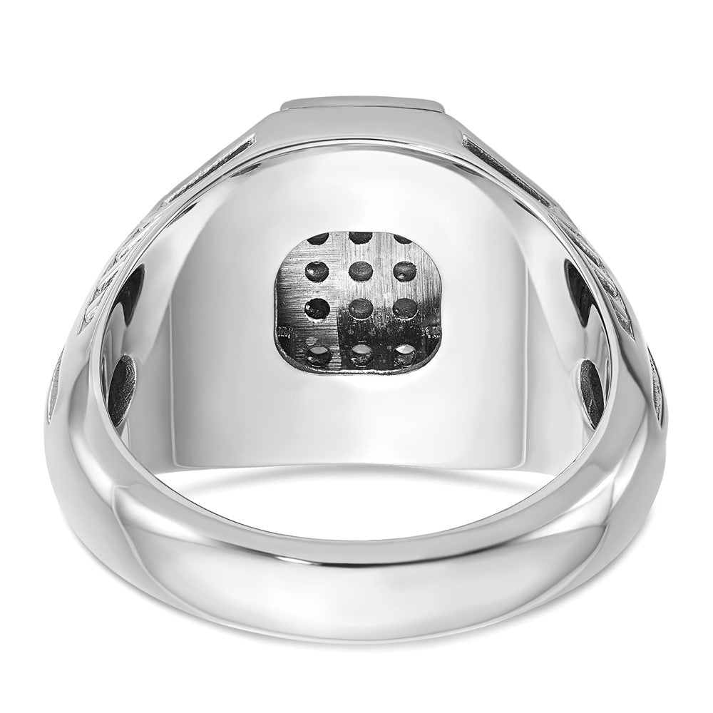 14K Weißgold Herren Ring poliert und satiniert mit 0,5K Diamant komplett