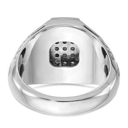 14K Weißgold Herren Ring poliert und satiniert mit 0,5K Diamant komplett