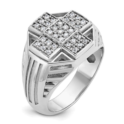 14K Weißgold Herren Ring poliert und satiniert mit 0,5K Diamant komplett