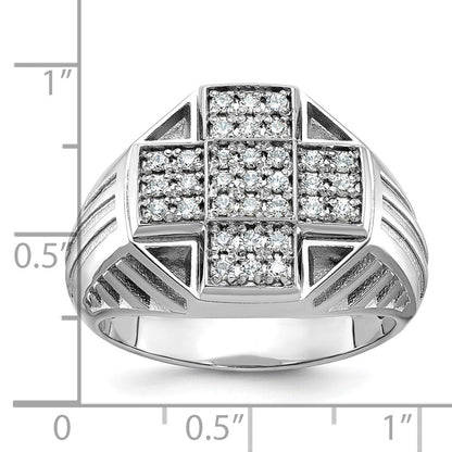 14K Weißgold Herren Ring poliert und satiniert mit 0,5K Diamant komplett