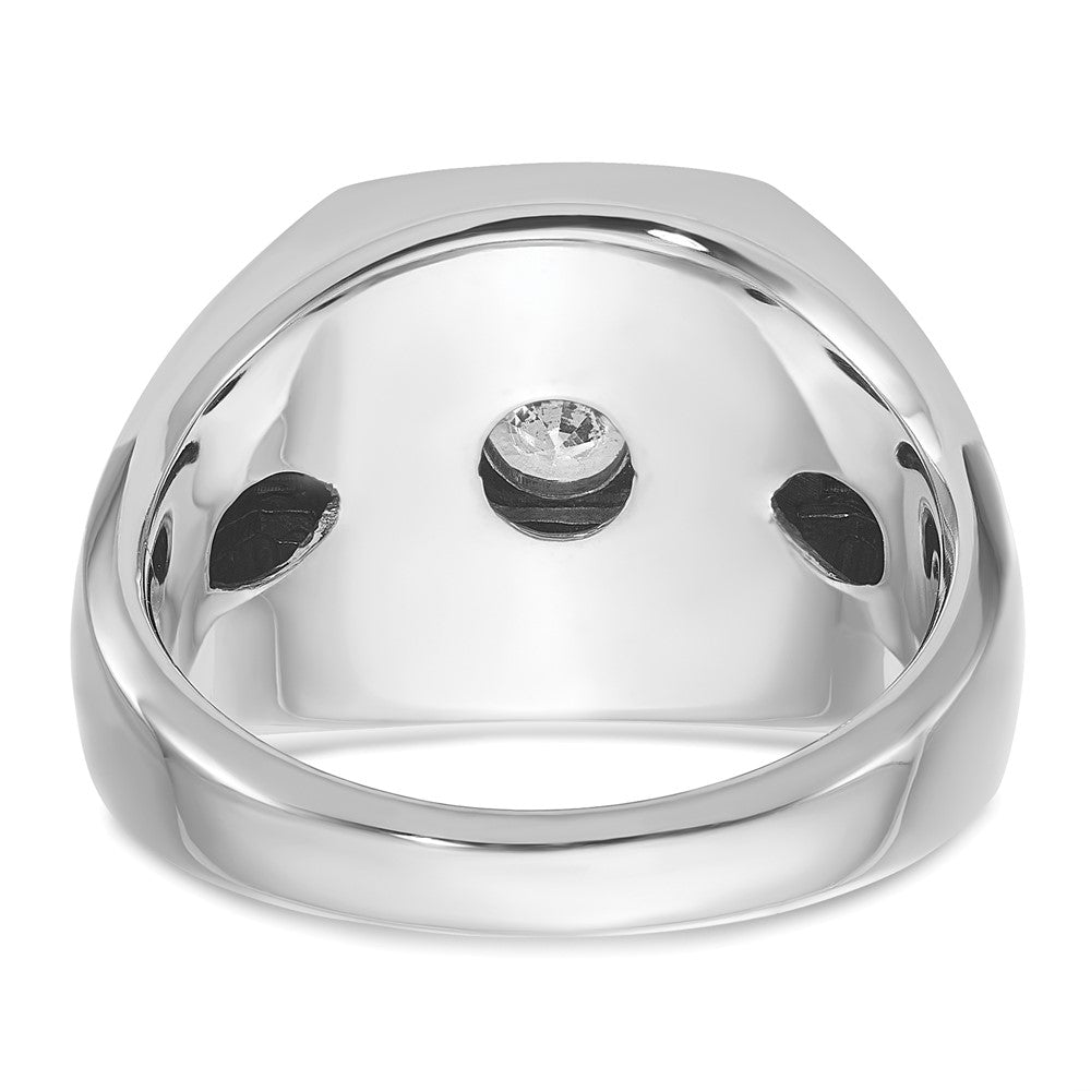 14K Bicolor-Gold mit Schwarzrhodinium, Herren-Siegelring mit Satinfinish und 0,25 ct. schwarzen/weißen Diamanten, komplett besetzt