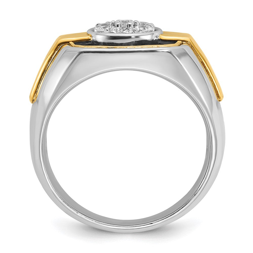 14K Bicolor-Gold mit schwarzem Rhodium Herren-Diamantring mit 0,5K Diamanten, komplett besetzt
