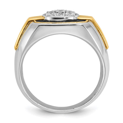 14K Bicolor-Gold mit schwarzem Rhodium Herren-Diamantring mit 0,5K Diamanten, komplett besetzt