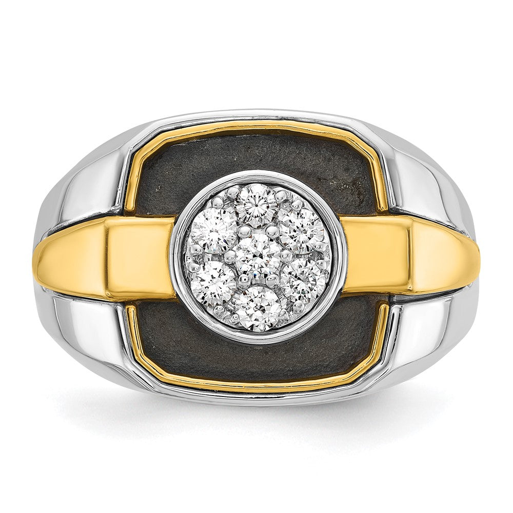 14K Bicolor-Gold mit schwarzem Rhodium Herren-Diamantring mit 0,5K Diamanten, komplett besetzt