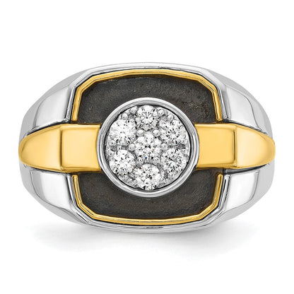 14K Bicolor-Gold mit schwarzem Rhodium Herren-Diamantring mit 0,5K Diamanten, komplett besetzt
