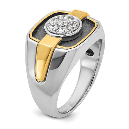 14K Bicolor-Gold mit schwarzem Rhodium Herren-Diamantring mit 0,5K Diamanten, komplett besetzt